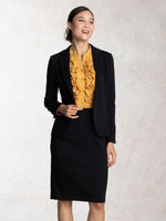 Stretch Chiffon: Mustard X Navy Frill Dress
