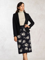 Setup: Navy Rose Jacquard Knit Skirt