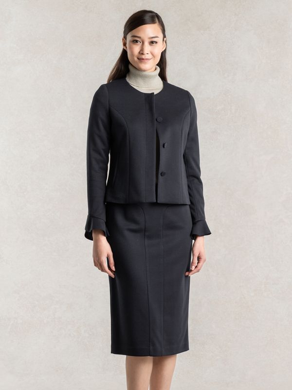 Wool Blend Double Face: Navy Switch Mermaid Skirt