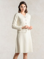 Washable Knit: Milky White Milano Rib V-Neck Dress