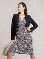 White Geo Gathered Dress