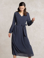 Stretch Chiffon: Navy Chiffon Long Dress