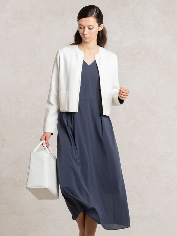 Stretch Chiffon: Navy Chiffon Long Dress