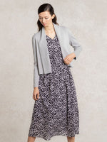 Stretch Chiffon: White Geo Chiffon Long Dress