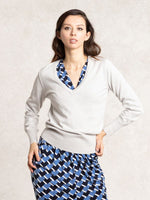 Light Gray V-Neck Knit Pullover
