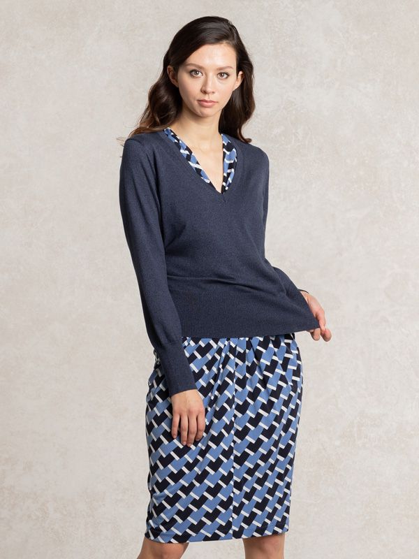 Washable Knit: Melange V-Neck Knit Pullover