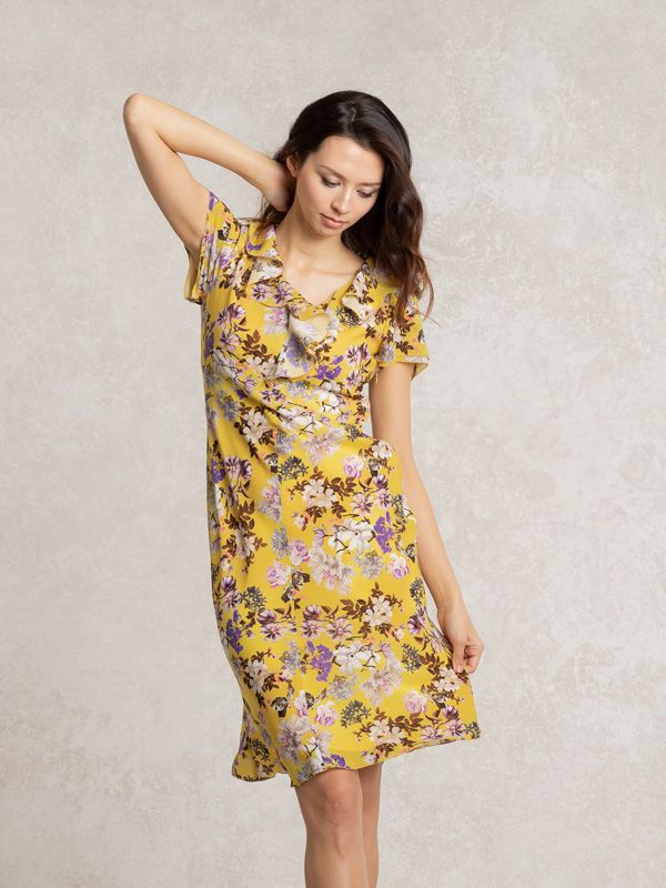 Stretch Chiffon: Dramatic Yellow Ruffle Dress