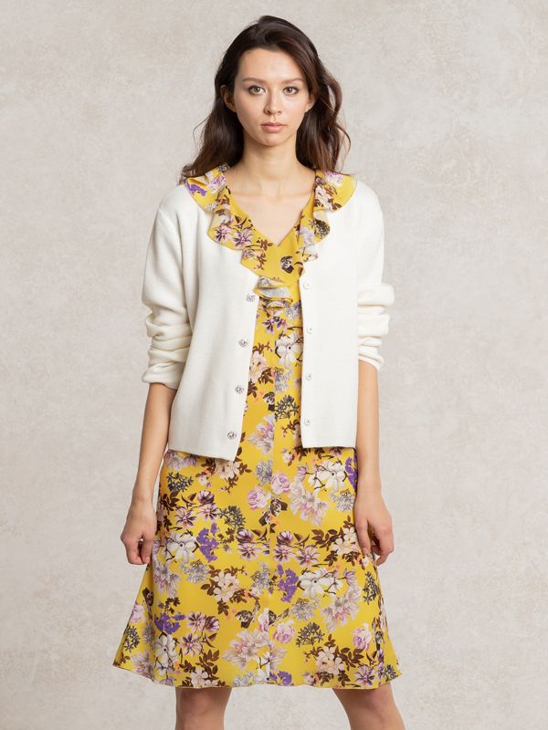 Stretch Chiffon: Dramatic Yellow Ruffle Dress