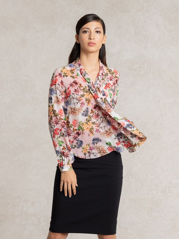 Stretch Chiffon: Lovely Pink Bowtie Blouse