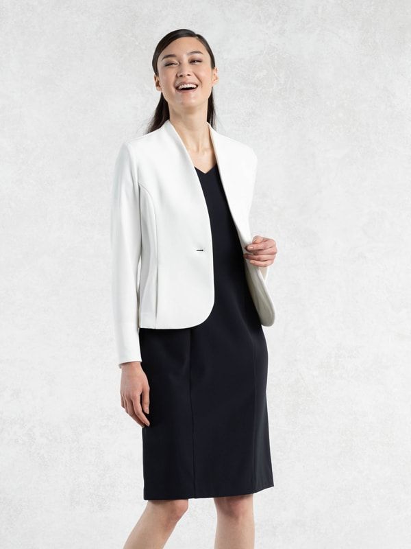 All-Season / No Lining: White Collarless Jacket