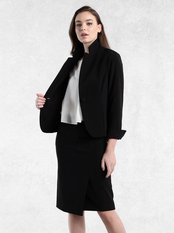 All-Season Material: Black Wrap Skirt