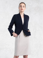 All-Season / No Lining: Navy Collarless Jacket