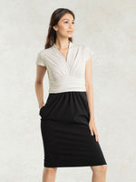 All-Season Material: Ice Gray X Black Docking Shell Dress