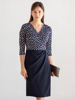 All-Season Material: Navy Rice Shower X Navy Asymmetry Dress