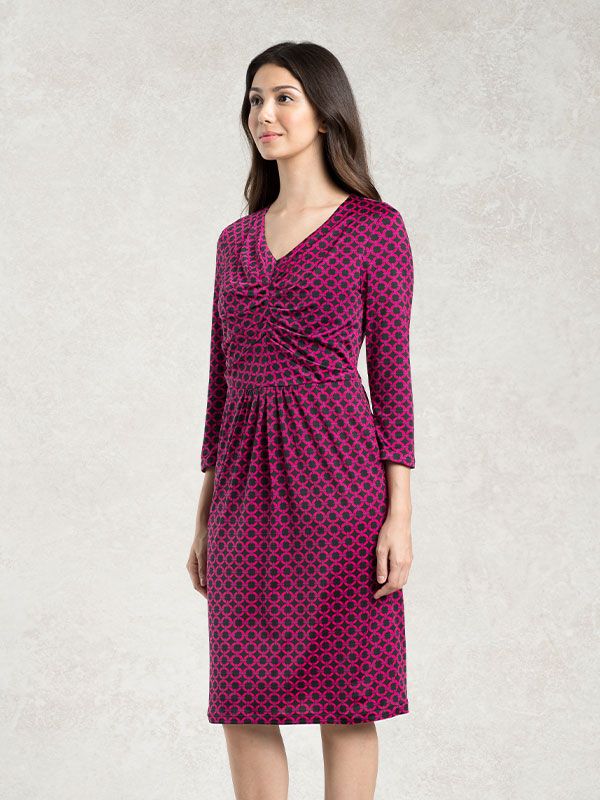 Pink Circle I-Line Tuck Dress