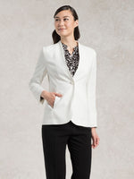 Suit Friendly: White Long Collarless Jacket