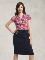 All-Season Material: Red Tricolore X Navy Docking Shell Dress