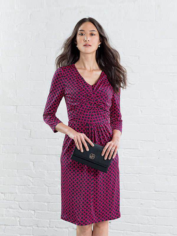 Pink Circle I-Line Tuck Dress