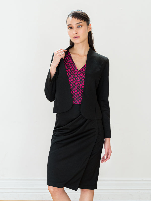 Wool Blend Double Face: Pink Circle X Black Asymmetry Dress