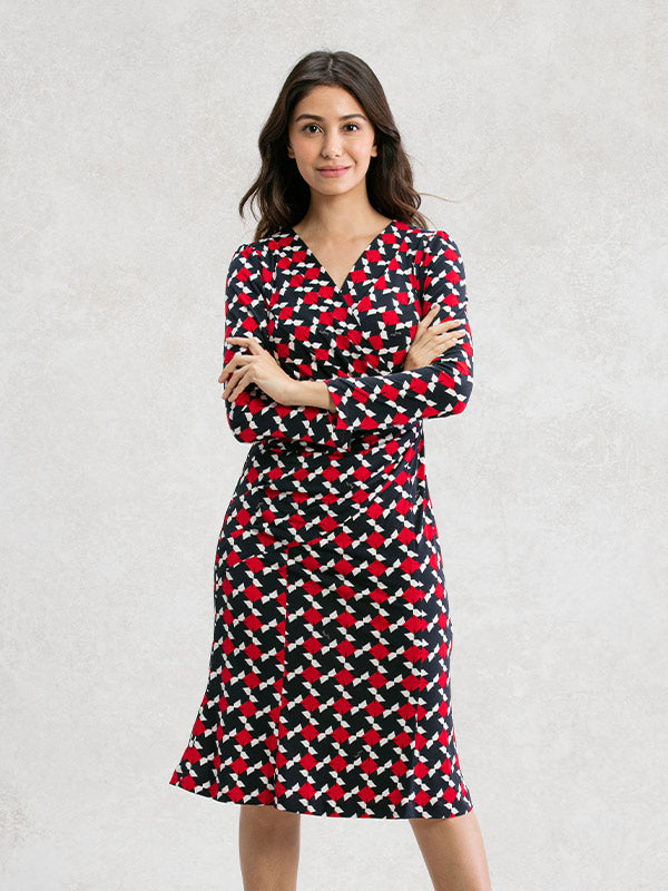 Red Pinwheel Gather Dress