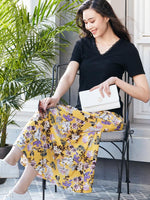Long Length: Dramatic Yellow Travel Long Skirt