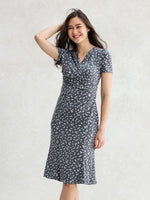 Gray Butterfly Gathered Dress