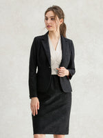Stretch Jacquard: Black Jacquard Tailored Jacket