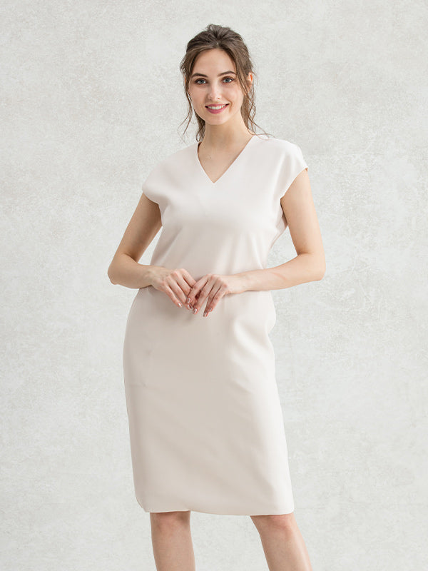 Suit Friendly: Airy Stretch Beige Bizsack Dress