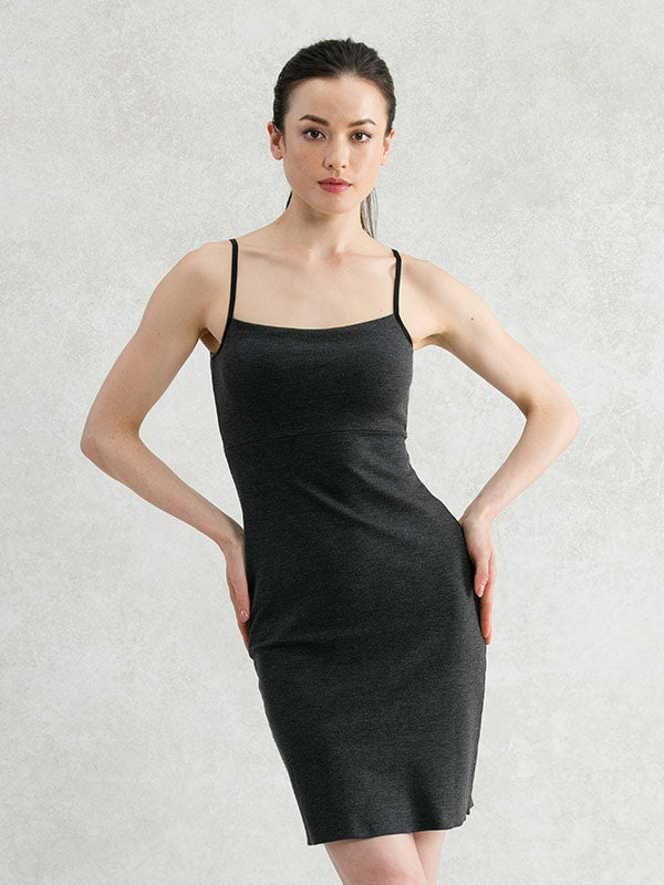 Charcoal Gray Body-Shaping Warm Dress