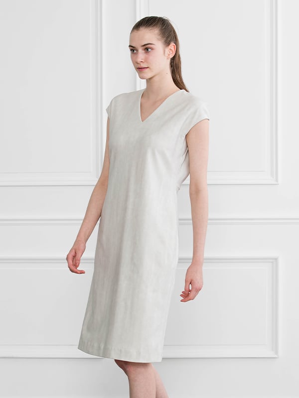 White-Gray Denim Sack Dress