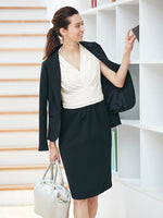 Airy Stretch: Airy Stretch White And Navy Shell Dress
