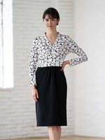 All-Season Material: Smart Stretch White Giraffe X Black Switch Shell Dress