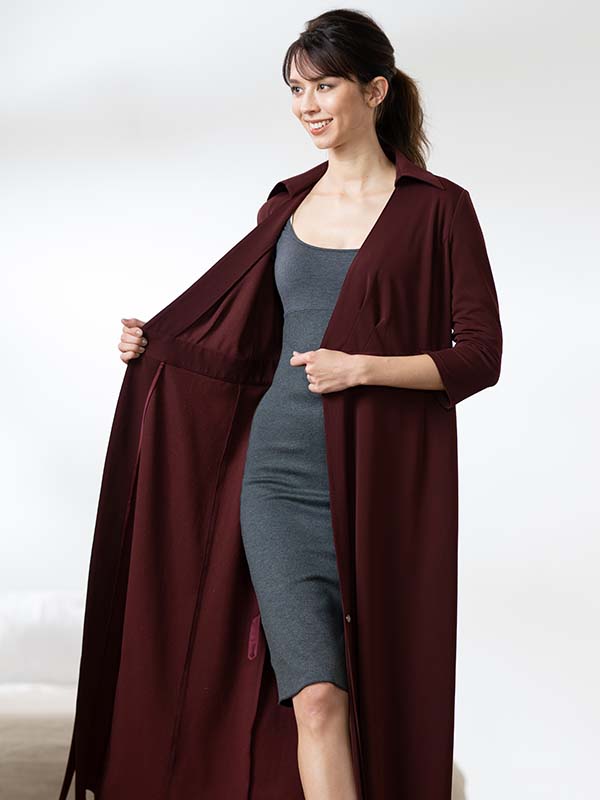 Long Length: Charcoal Gray 3/4 Sleeve Long Warm Underdress