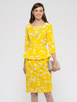Yellow Dalmatian Peplum Dress