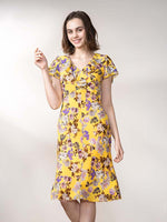Stretch Chiffon: Dramatic Yellow Ruffle Dress