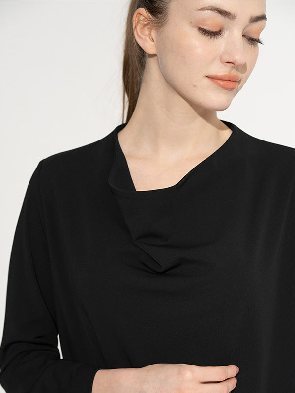 Black Midi Cowl Neck Dress