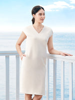 Suit Friendly: Airy Stretch Beige Bizsack Dress