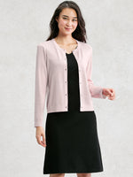 【Washable Knit】Peach Crew-neck Cardigan