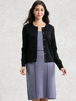 Navy Crew-Neck Cardigan