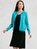 【Washable Knit】Blue Hawaii Crew-neck Cardigan