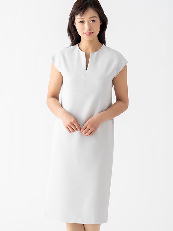Gray Split Neck Sack Dress