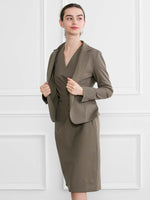 Khaki Cotton Blend V-Neck Everyday Dress