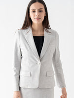 Stretch Jacquard: Greige Ocean Jacquard Tailored Jacket