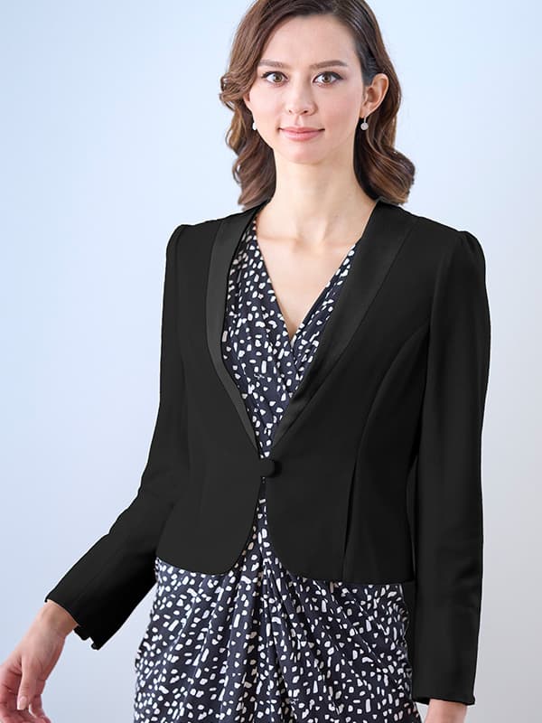 Smart Stretch Black Button Bolero Jacket