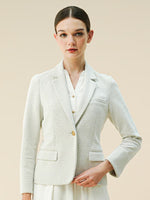 Jacquard: Jacquard White Tailored Jacket