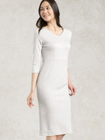 Double Jersey: Double Jersey White V-Neck I-Line Dress