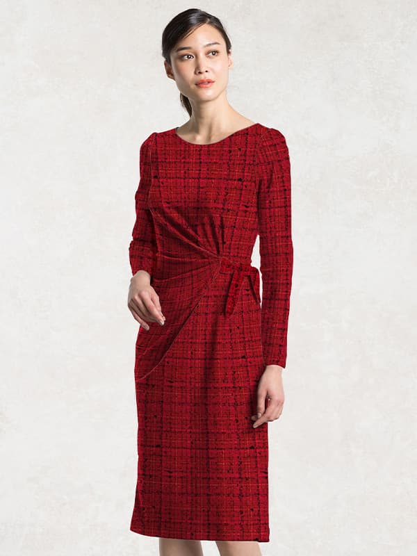 Red Tweed Check Everyday Dress (with Anti-Static Petticoat)