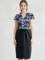 All-Season Material: Indigo Bingata X Dark Navy Docking Shell Dress