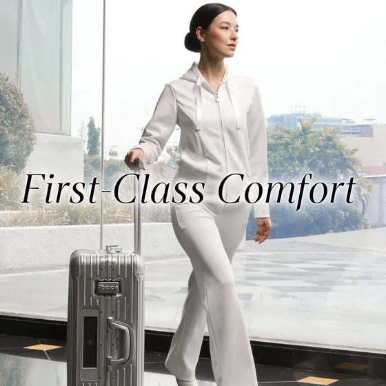 A luxurious casual look for adults that is comfortable even on long flights. Washable and keeps its shape while traveling.