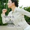A washable, lightweight, stretchy biker jacket that won't cause shoulder stiffness